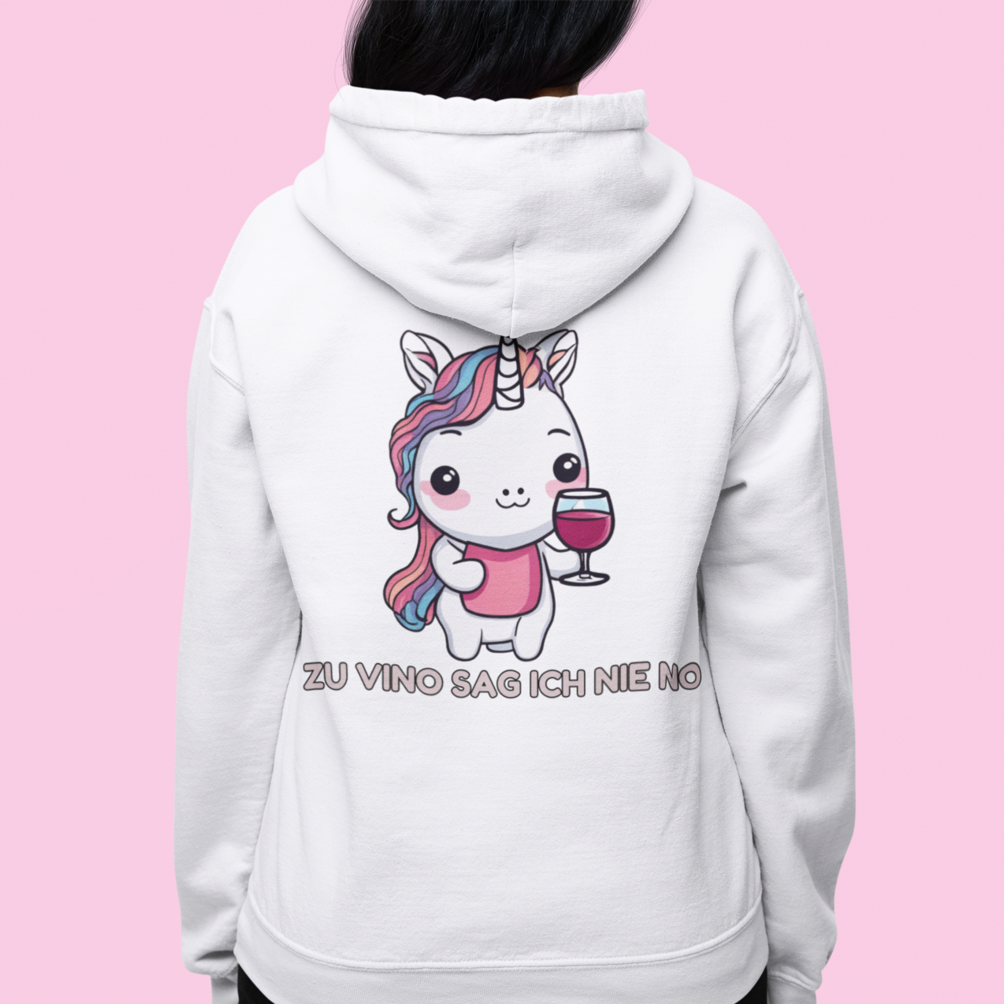 EINHORN VINO Backprint - Unisex Kapuzenpullover Hoodie