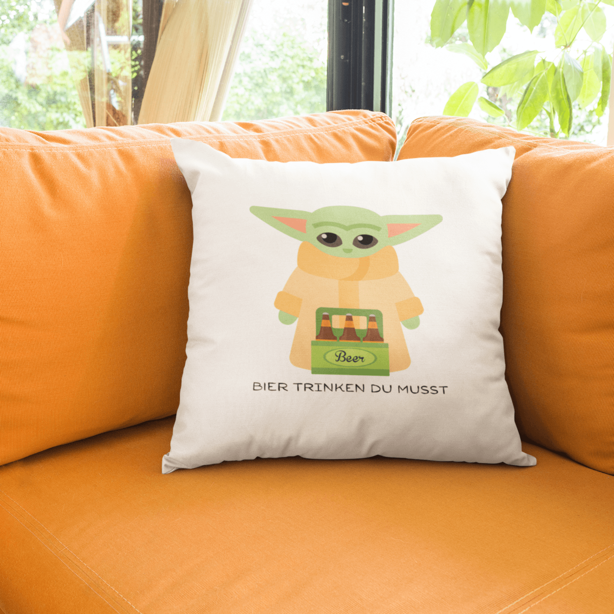 YODA BIER TRINKEN DU MUSST - Kopfkissen 40x40cm - DizzyDrafts.com